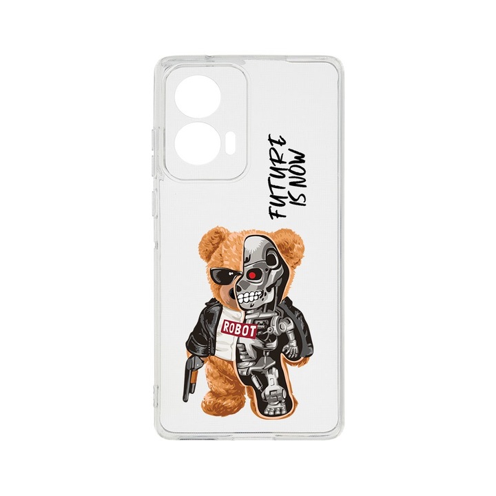 Силиконов калъф BestCase за Motorola Edge 50 Fusion, Half Robot Half Teddy Bear, Camera Protection, Clear Silicon 2MM, Transparent T 931