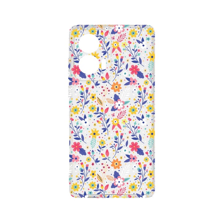 Силиконов калъф BestCase за Motorola Edge 50 Fusion, Flower Pattern, Camera Protection, Clear Silicon 2MM, Transparent T 955