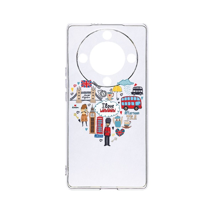 BestCase® Husa Clear Silicon 2MM, Compatibila Cu Honor Magic6 Lite / X9b / X50 5G, I Love London, Antisoc, Protectie Camera, Margini ridicate pentru protectia ecranului, T 732