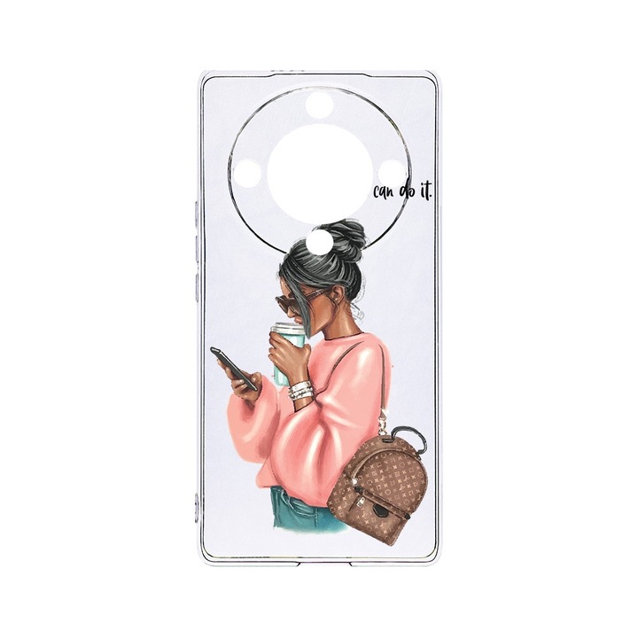 BestCase 2mm Clear szilikon telefontok, kompatibilis modell Honor Magic6 Lite / X9b / X50 5G, Shopping Girl, Kamera védő, strapabíró, T 962