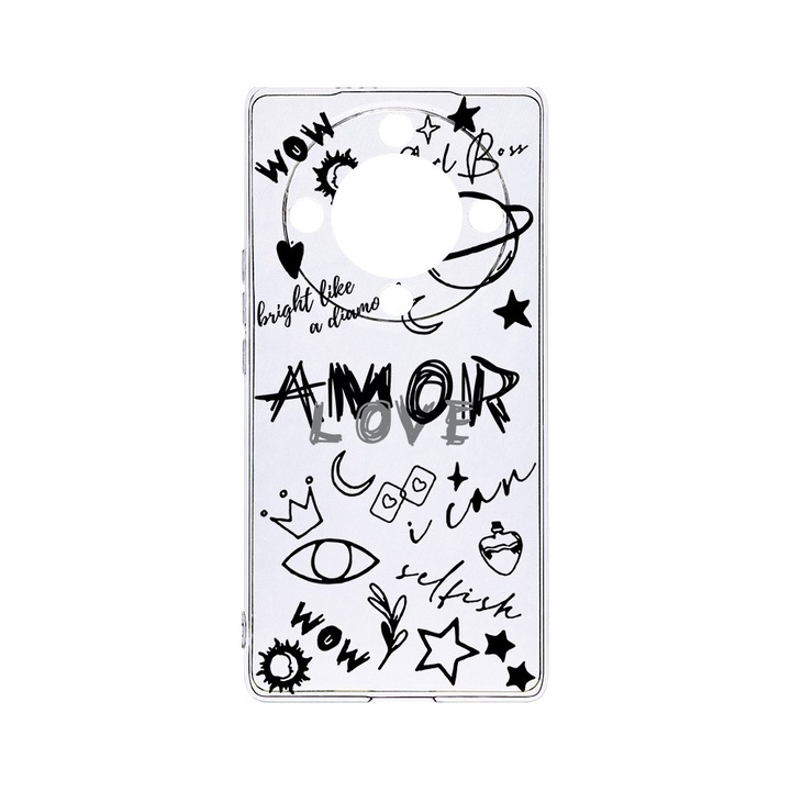 BestCase® Husa Clear Silicon 2MM, Compatibila Cu Honor Magic6 Lite / X9b / X50 5G, Goth Love, Antisoc, Protectie Camera, Margini ridicate pentru protectia ecranului, T 984