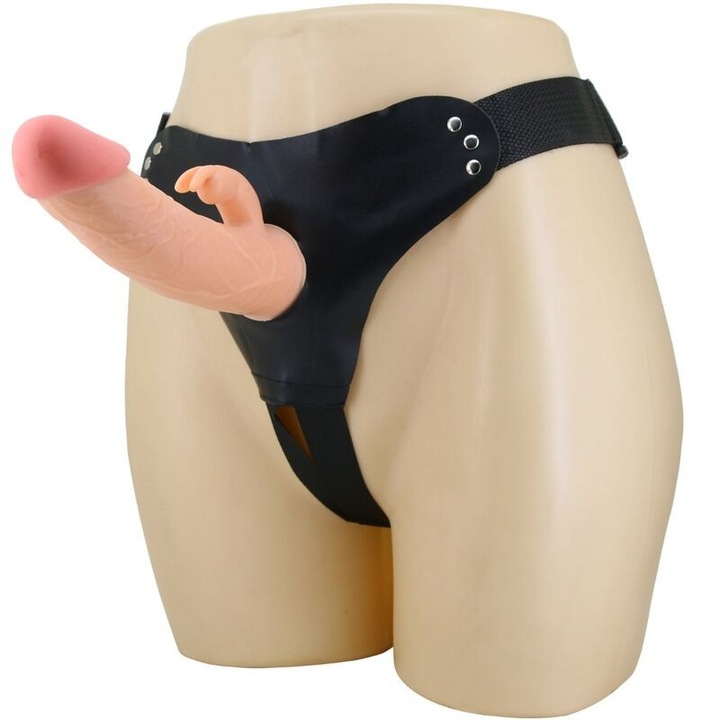 Centura de castitate Pretty Love Mavis, dildo 19cm, material TPE, impermeabil, culoare naturala