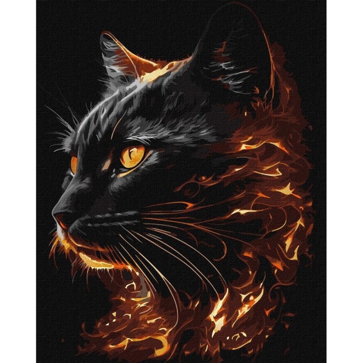 Set Pictura dupa Numere, Ideyka, Pisica, 40x50cm, Multicolor