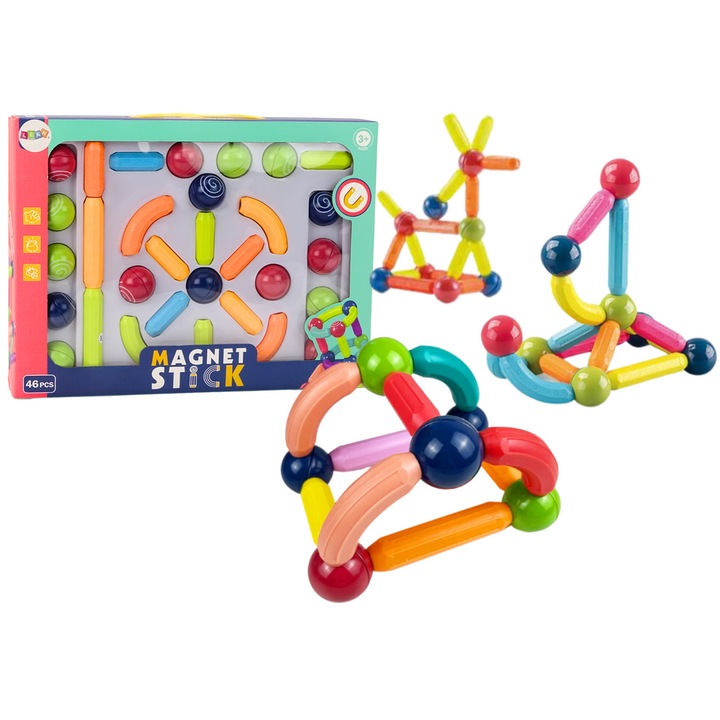 LEAN TOYS Магнитен конструктор, 46 части, многоцветен, +3 години