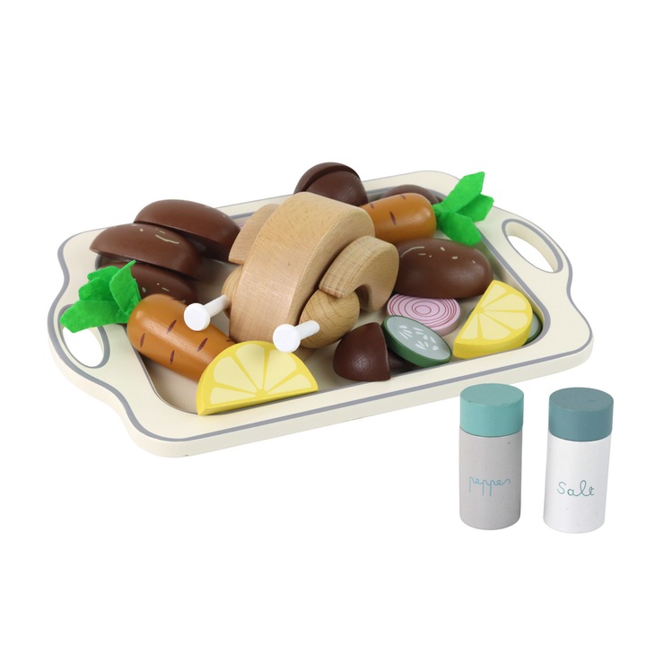 Set 15 accesorii pentru bucatarie copii, LEAN TOYS, lemn, multicolor
