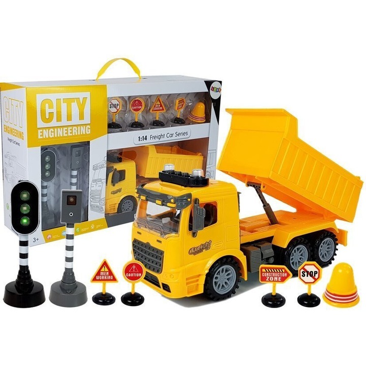 Set de jucarii LEAN TOYS, Camion, Semnalizare Luminoasa, Sunete, Multicolor, 27.5x10x14cm