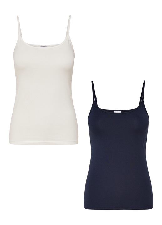 Комплект от 2 дамски горнища, JdY, памук, бяло/синьо, 38 EU