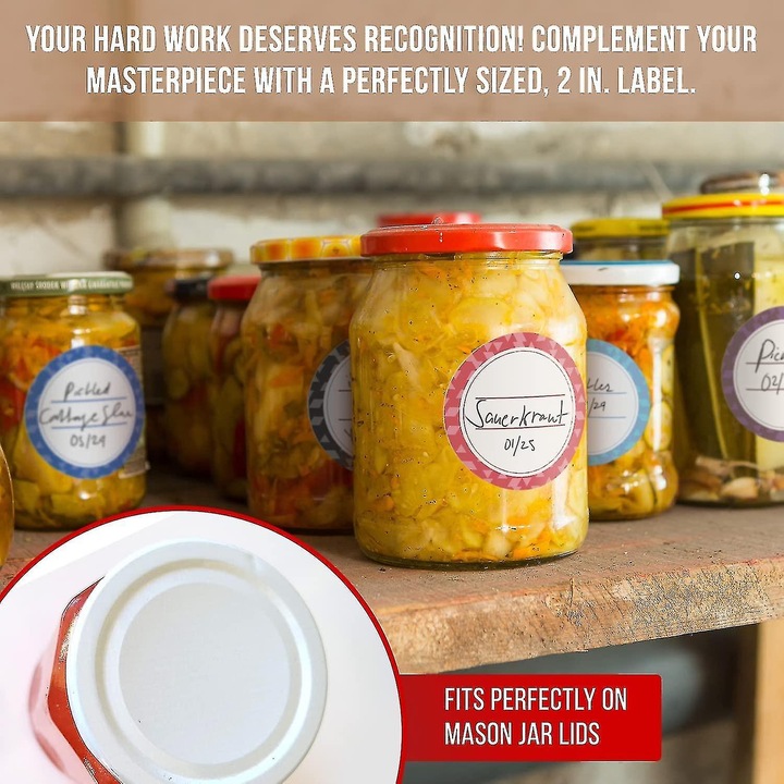 Комплект от 200 разтворими етикета за консервиране, 2 инча, самозалепващи се, за буркани, Longziming