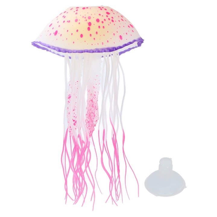 Akvárium dekoráció, longziming, mesterséges fluoreszkáló medúza, Műanyag, 3 cm, Többszínű