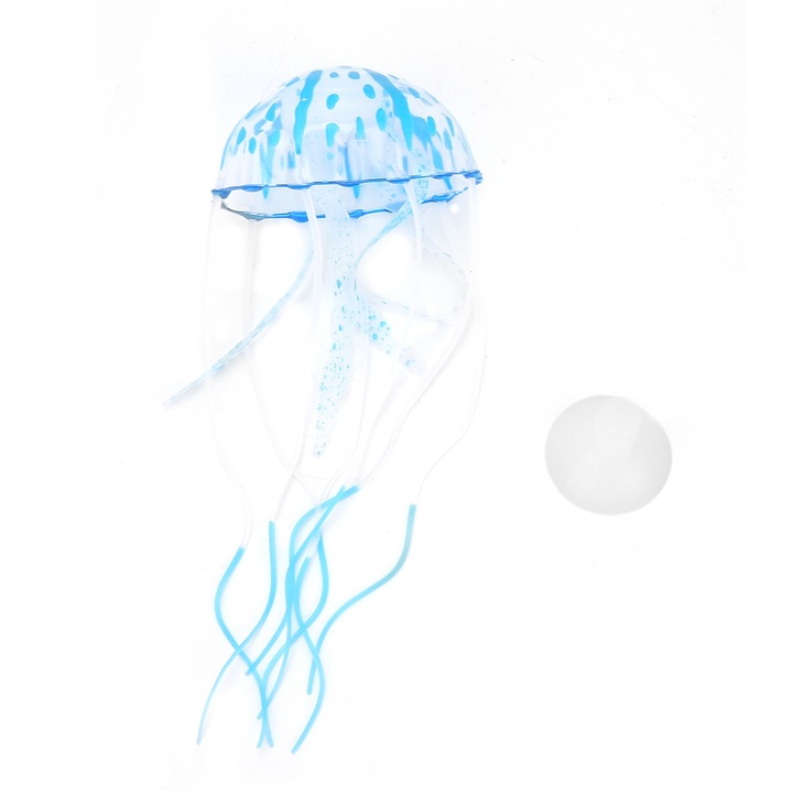 Akvárium dekoráció, longziming, Fényes szilikon medúza, kék