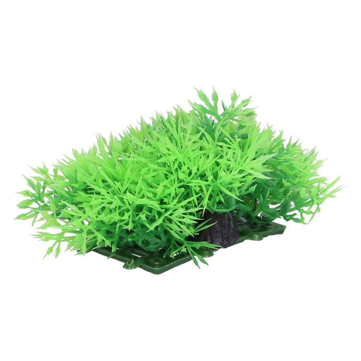 Akvárium dekoráció, longziming, műfű, zöld, műanyag