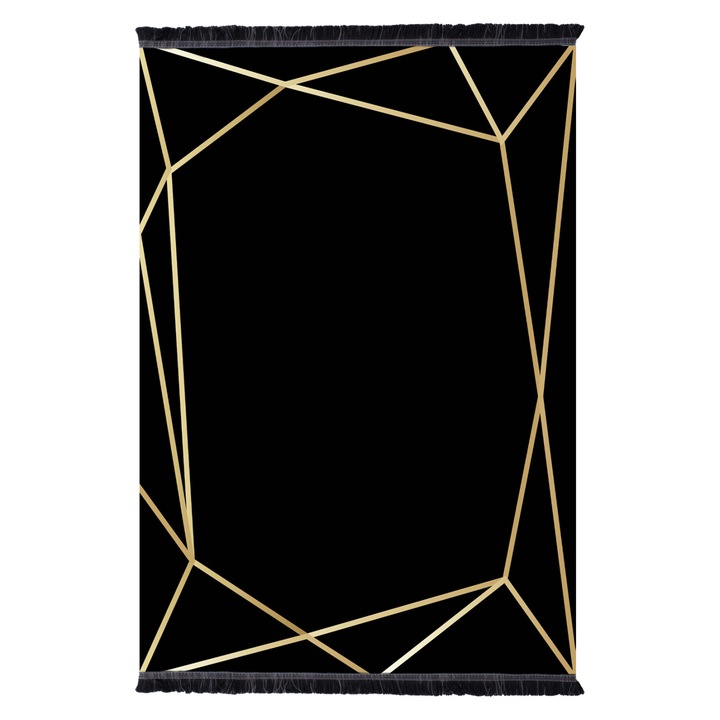 Килим Puzzle-home HM7676.30, Черен-златист, 80X150cm