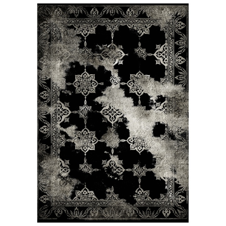 Килим Puzzle-home HM7677.17, Черно-бял, 120X170CM