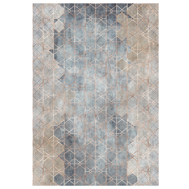 Килим Puzzle-home HM7676.16, Бежов-син, 80X150cm