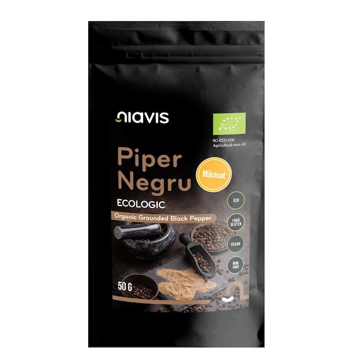 NIAVIS, Piper Negru Macinat fara Gluten Ecologic/Bio 50g