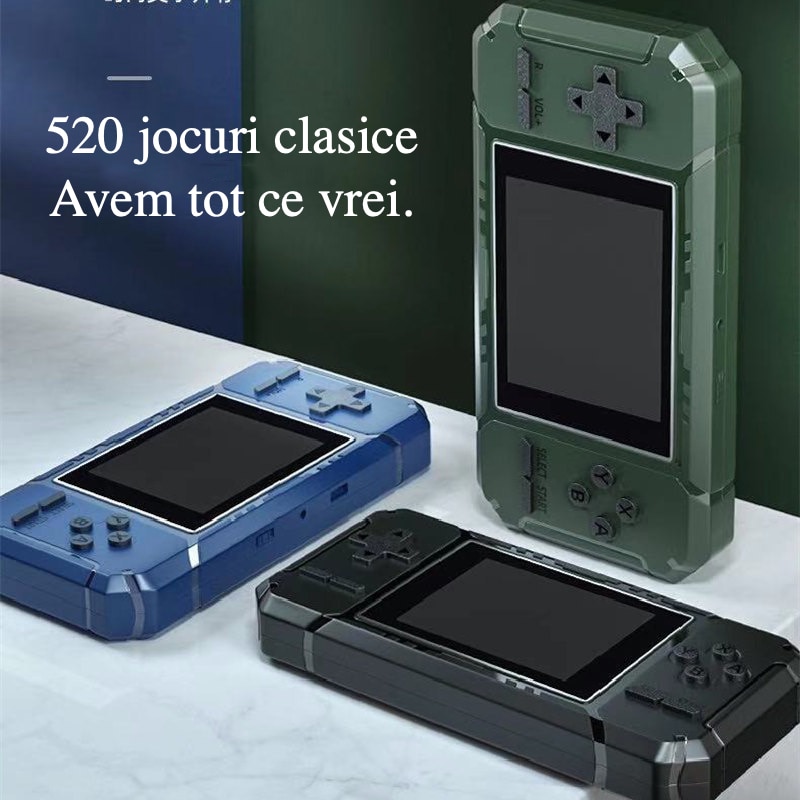 Consola de jocuri retro portabila, 520 jocuri, 2 jucatori, 136x68x18.5mm, set complet