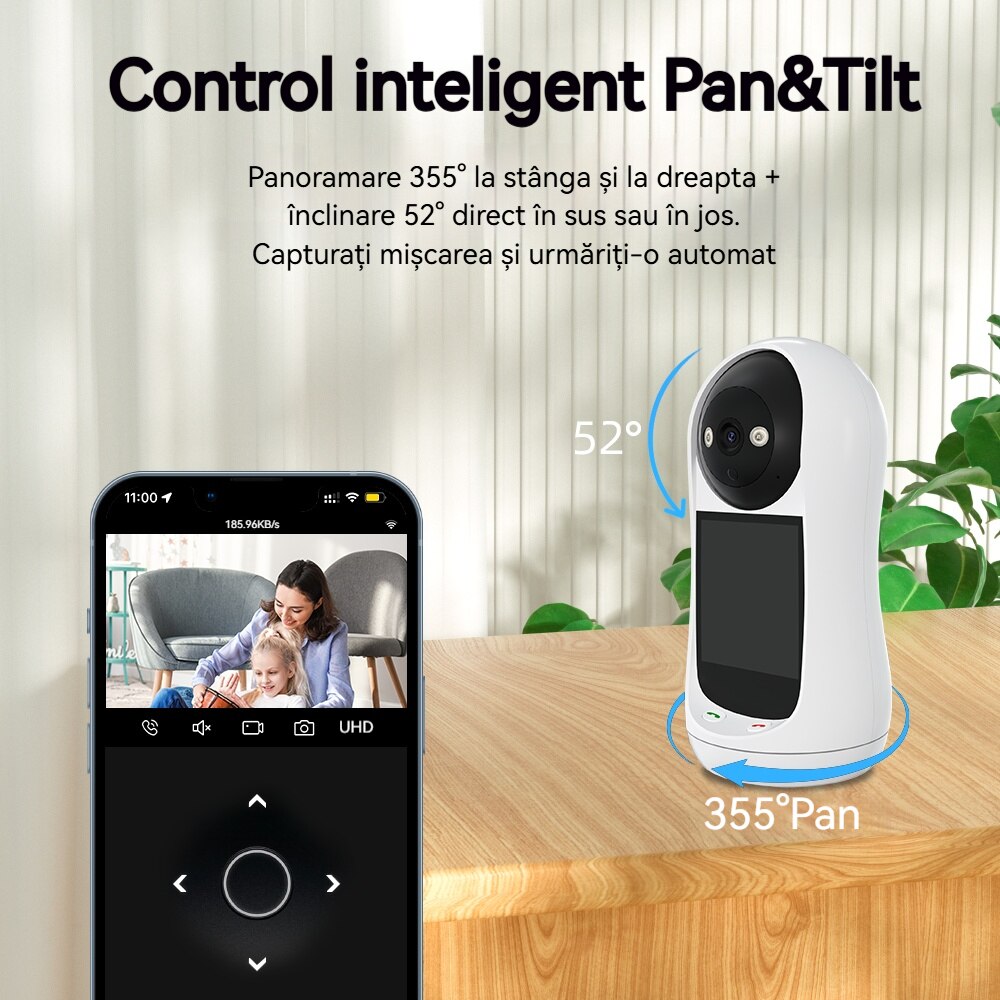 Camera de supraveghere interior DISCERNMENT V5, 4MP, WiFi, Pan/Tilt ...