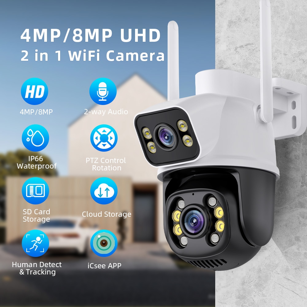 Camera Dubla Camera De Supraveghere Video CCTV Dubla GrandXEye safe A28B, 8MP, 64G ...