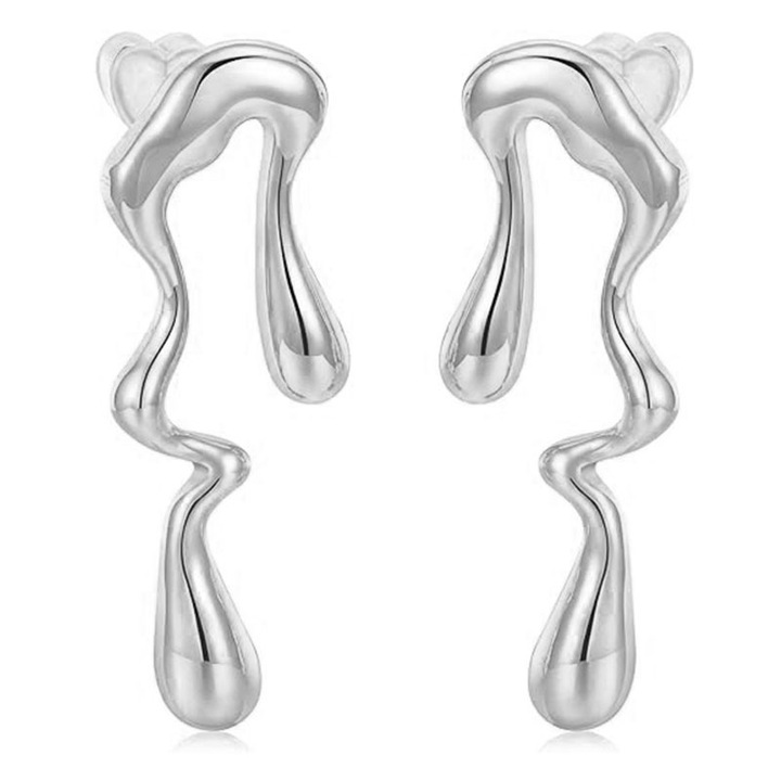 Cercei geometrici din otel inoxidabil, finisaj electroplacat, argintiu