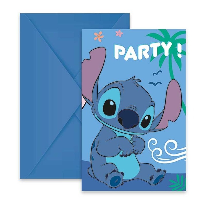 Lilo si Stitch, set de 6 invitatii la petrecerea cainelui vedeta