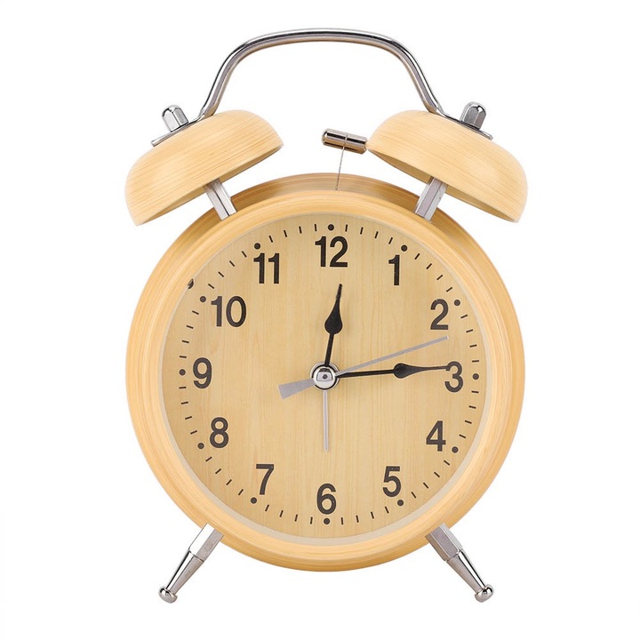 Jormftte dekoratív óra, mechanikus retro ébresztőóra, rajzfilm forma, éjszakai fény funkció, fém, kézi, 10x10cm