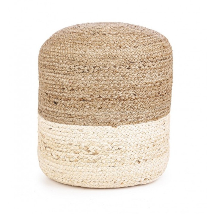 Puf iuta natur alb Jalaja 45 cm