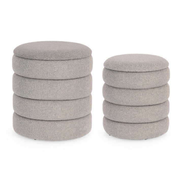 Комплект 2 текстилни табуретки Katerina 33.5x38.5 см, 40x44.5 см, сиви