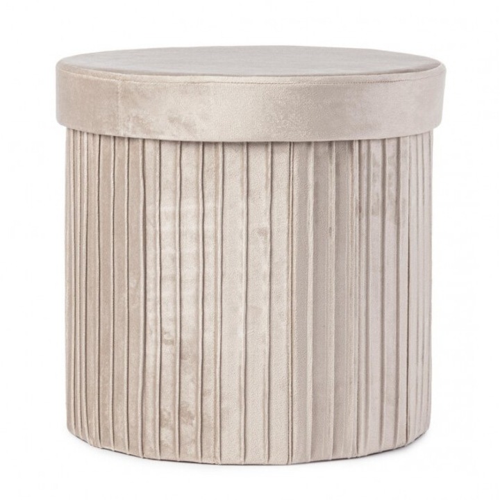 Бежова кадифена табуретка Jocelyn 38x38x38 см