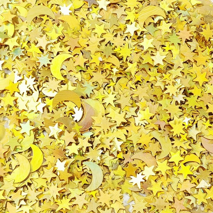 Set 4 pachete confetti stele si luna, QttvbTna, auriu