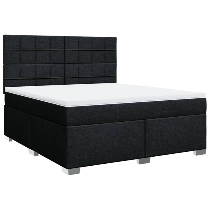 Pat box spring cu saltea vidaXL, negru, 180x200 cm, catifea, 67.32 kg 3292869