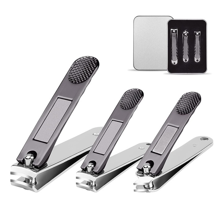 BOMSTOM manikűr szett, 3 részes, szénacél, hordozható, tokkal