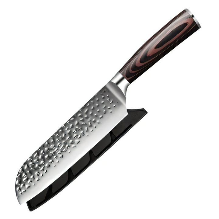 Cutit profesional HOCHO Santoku, otel japonez HRC 60 calire manuala, maner Delux Pakka