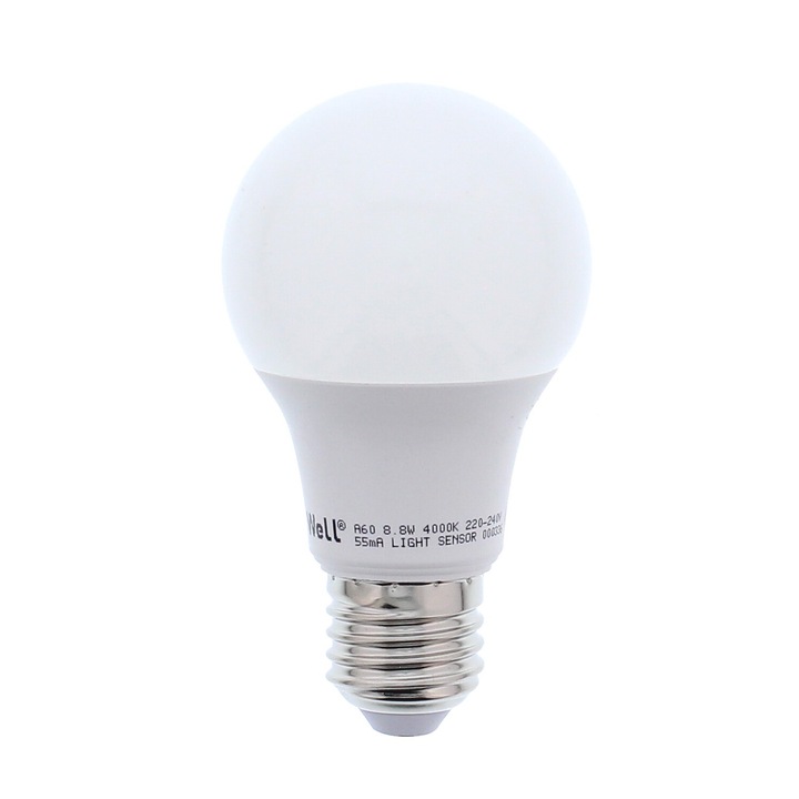 LED крушка със сензор за светлина A60, 8.8W, 806lm, Добре естествена светлина