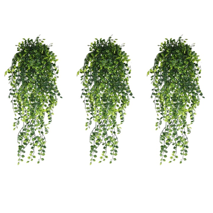 3 db mesterséges függő növény QttvbTna készlete, műanyag, zöld