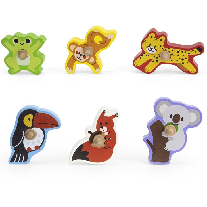 Tobogan lemn animale jungla 7 piese multicolor VIGA