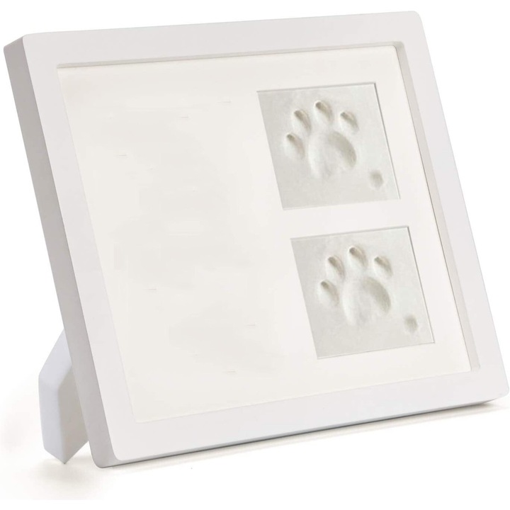 Pet Memorial képkeret, fa, Footprint Kit, fehér