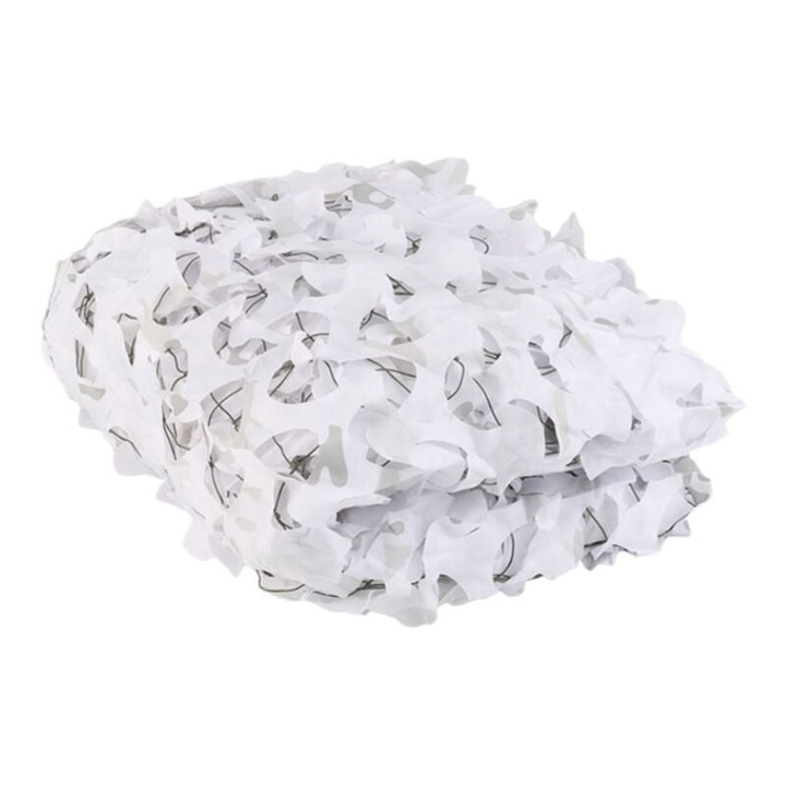 Камуфлажна мрежа 1.5х2м, бяла, лека, за многократна употреба, за лов и дейности на открито