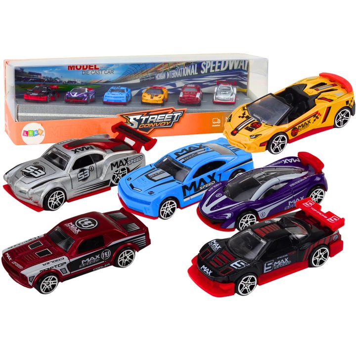 Tavaszi készlet 1:64 méretarányú fém sportautók, 6 darabos készlet, több színben