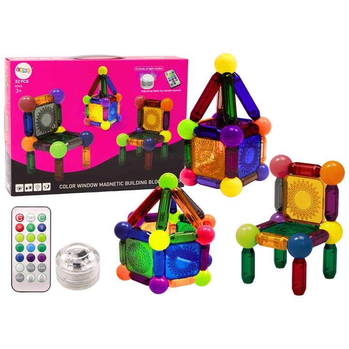 LEAN TOYS магнитен конструктор 32 части с осветление унисекс +3 години