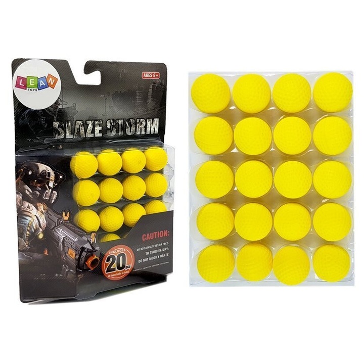 Комплект 20 дунапренени топки за карабина, LEAN TOYS, жълти, 2см