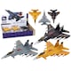 Set 6 modele avion cu propulsie, LEAN TOYS, efecte luminoase si sonore, gri/negru/galben, 22x14.5x5.5cm