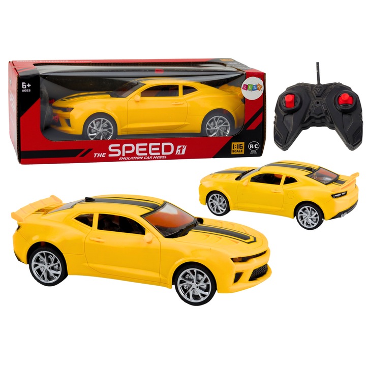 RC спортна кола, LEAN TOYS, 1:16, жълта, 26.5x11.5x8 см, комплект с дистанционно управление
