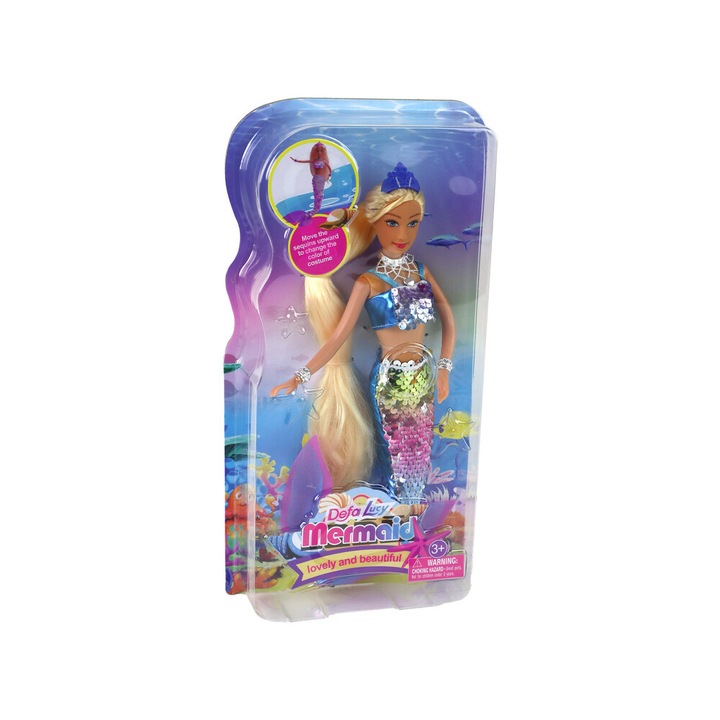 Кукла Русалка, Defa, Люси, Декоративни пайети, Многоцветни