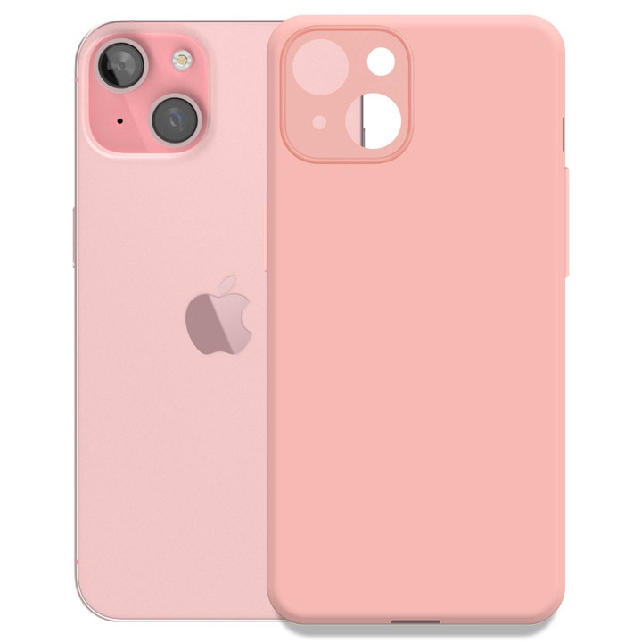 Husa pentru Apple iPhone 15, Color Shield, Interior de catifea, Suprafata aderenta, Protectie antisoc, Margini ridicate, Regular Fit, Silicon, Roz deschis