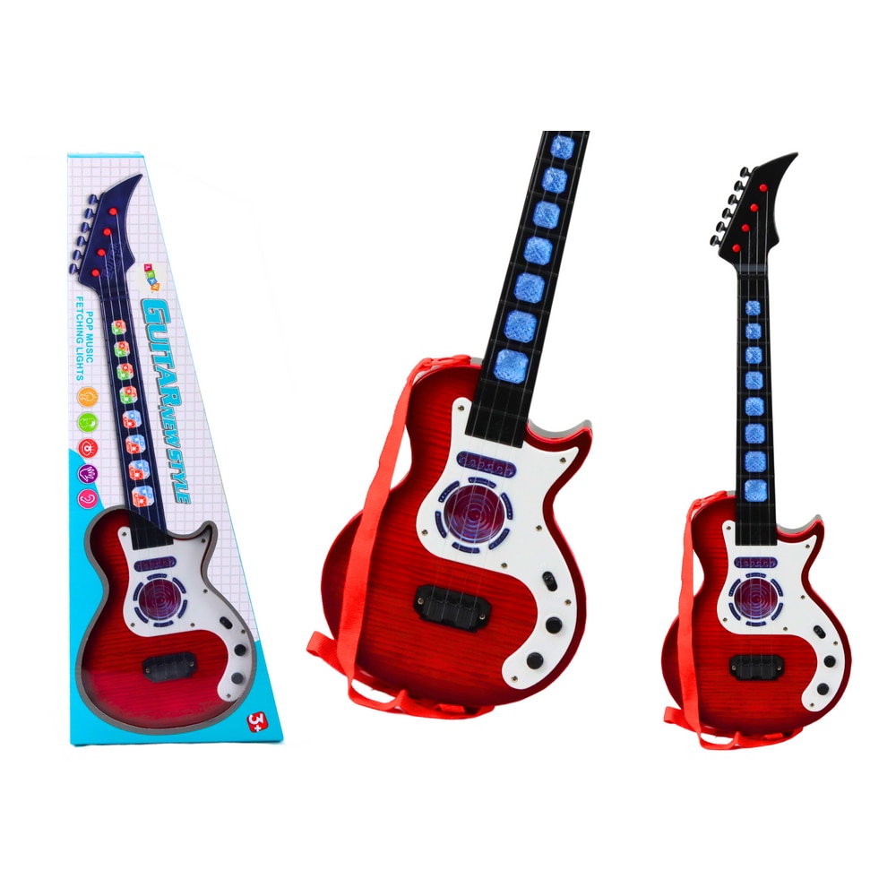 Chitara electrica pentru copii, LEAN TOYS, rosie, 54x17,5x4,5cm