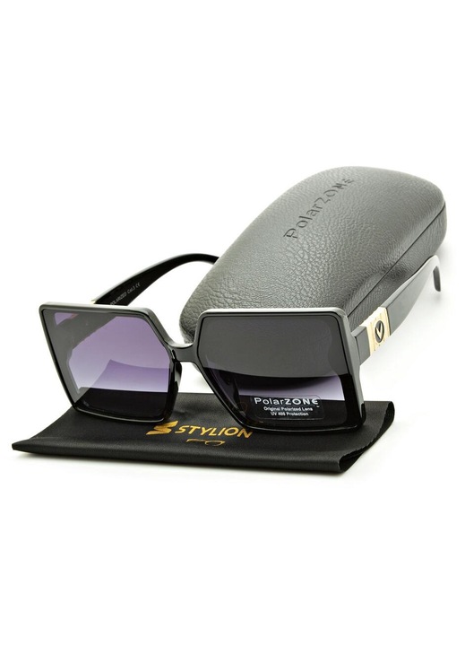 Ochelari de soare dama, PolarZone, polarizati, UV 400, negru, 62-15-140