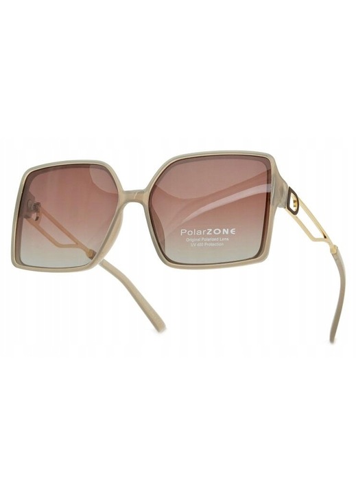 Ochelari de soare dama, PolarZone, Polarizati, Cappuccino/Auriu, 61x16x135mm