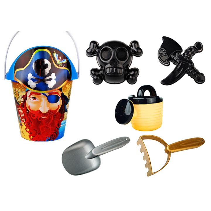 Комплект за игра за пясък LEAN TOYS, пиратска тематика, многоцветен, 23x13см