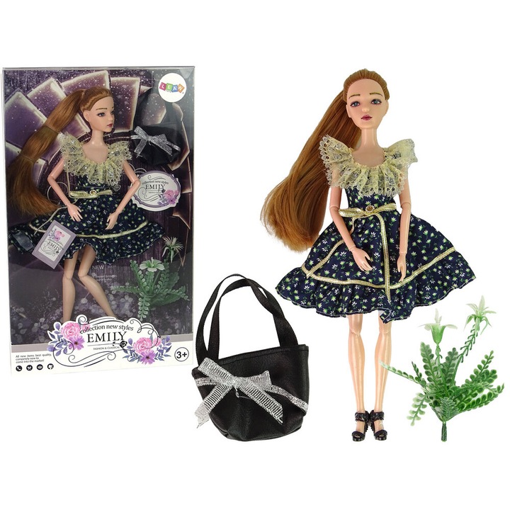 Кукла Емили с чанта, LEAN TOYS, Флорален десен, 3 години+