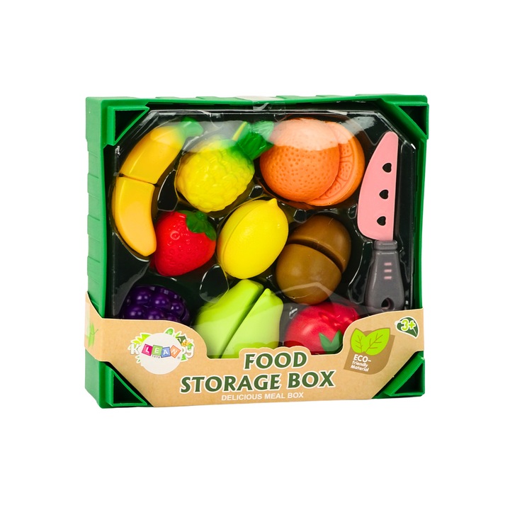 Set fructe/cutit de jucarie, LEAN TOYS, Plastic, 9 Piese, 3 ani+